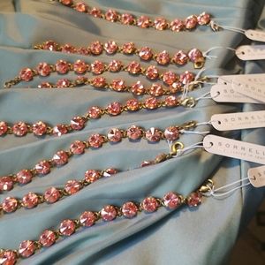 Rose Pink set in Antique Gold Sorrelli Bracelet NWT